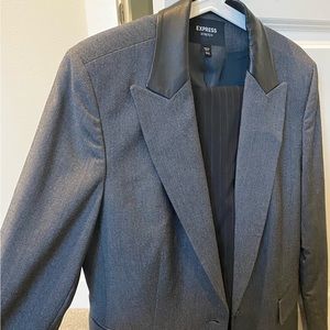 Express gray blazer with faux leather collar
